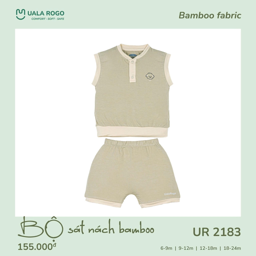 Bộ sát nách bamboo Uala họa tiết mặt cừu UR2183