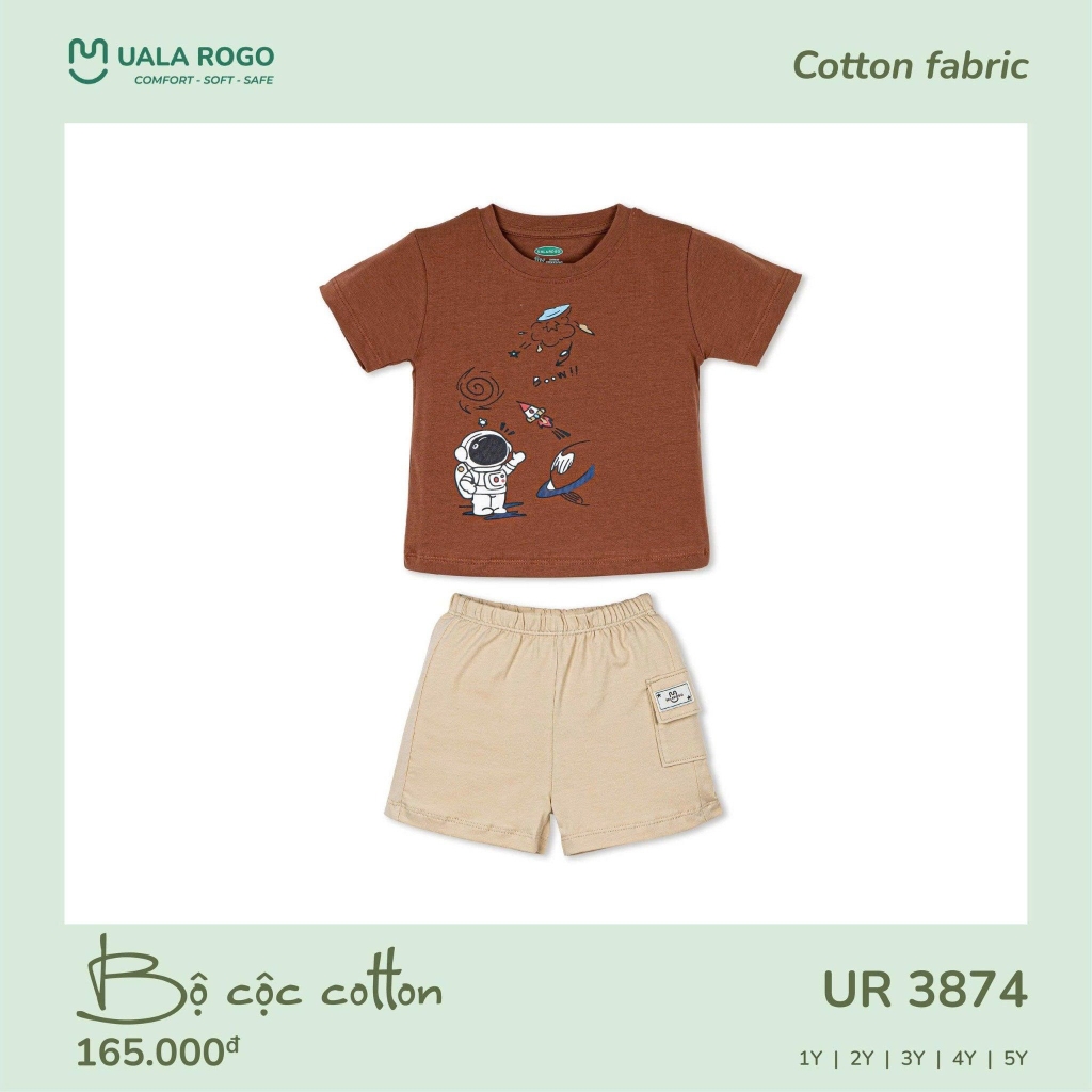 Bộ Cộc Cotton Uala In Họa Tiết Phi Hành Gia UR3874
