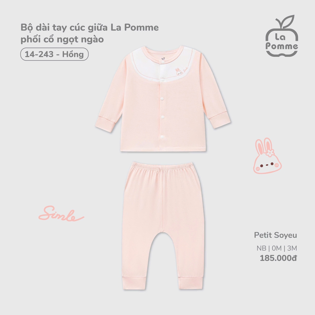 Bộ Dài Tay Cúc Giữa La Pomme Phối Cổ Ngọt Ngào 14243