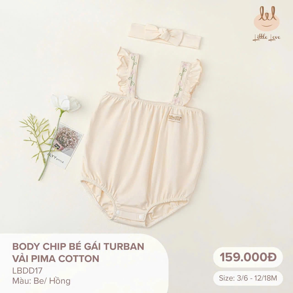 Body chip bé gái turban vải pima cotton LBDD17