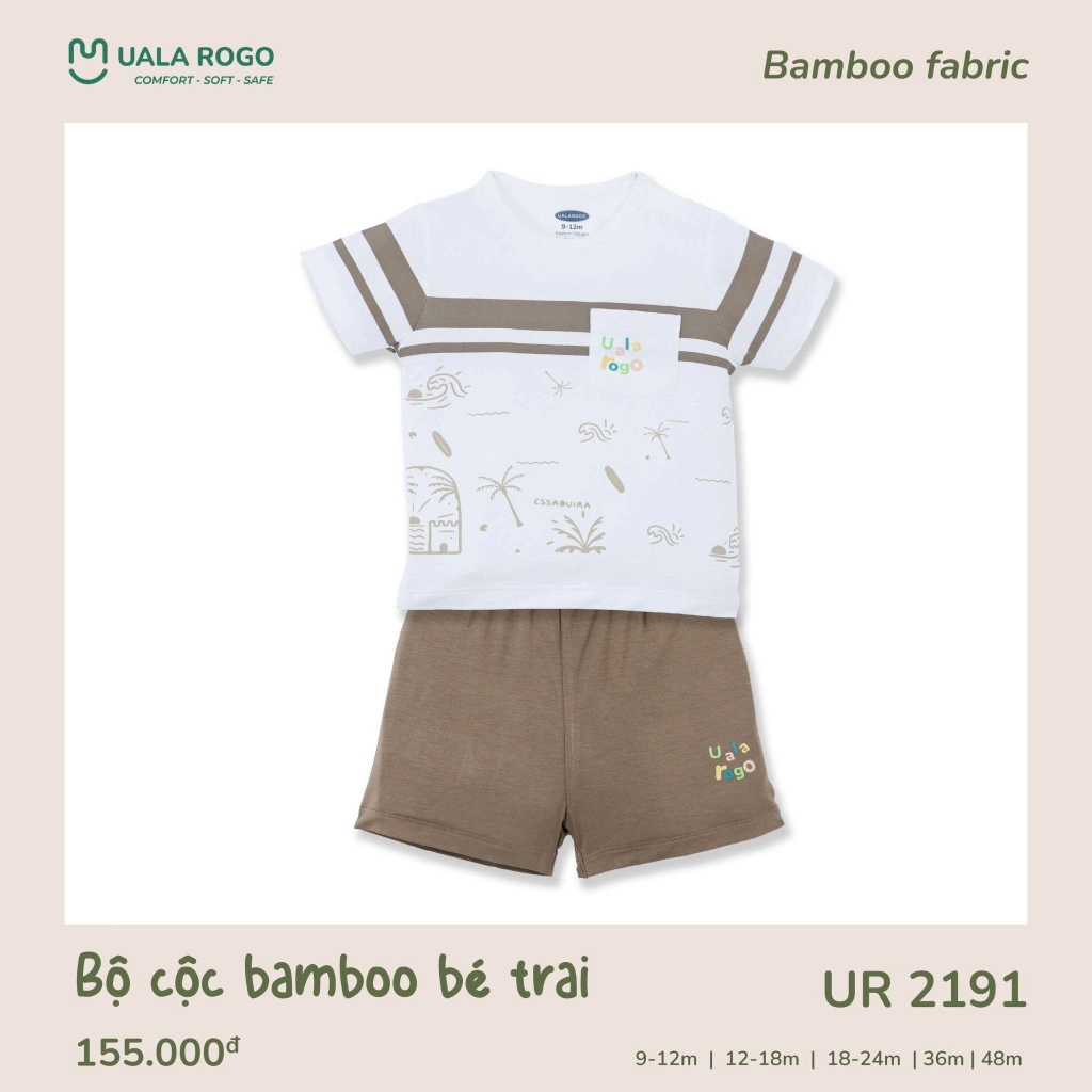 Bộ Cộc Bamboo Bé Trai Uala Họa Tiết UR2191