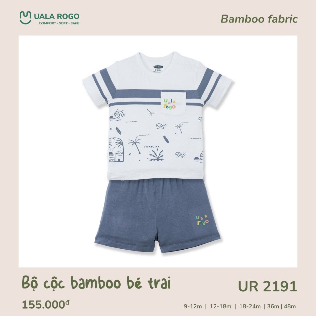 Bộ Cộc Bamboo Bé Trai Uala Họa Tiết UR2191