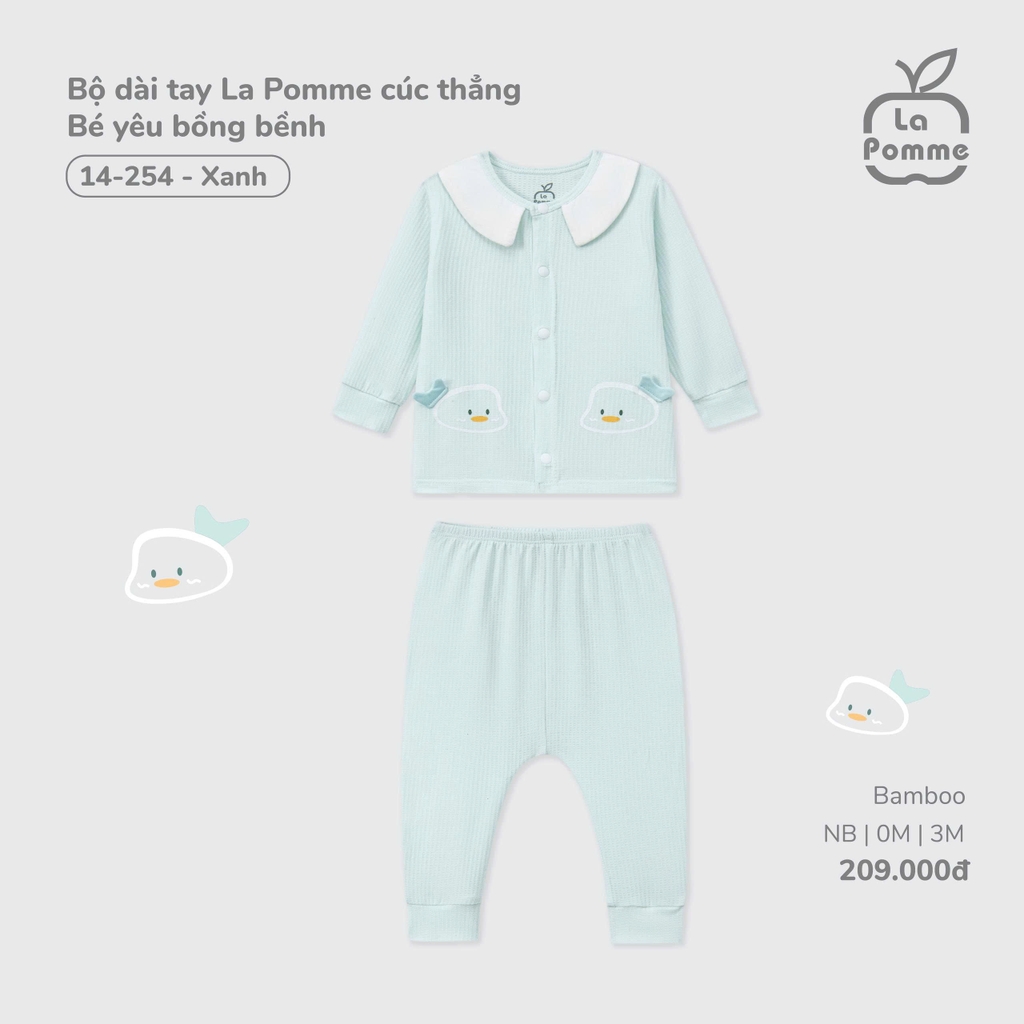 Bộ dài tay La Pomme cúc thẳng Bé yêu bồng bềnh