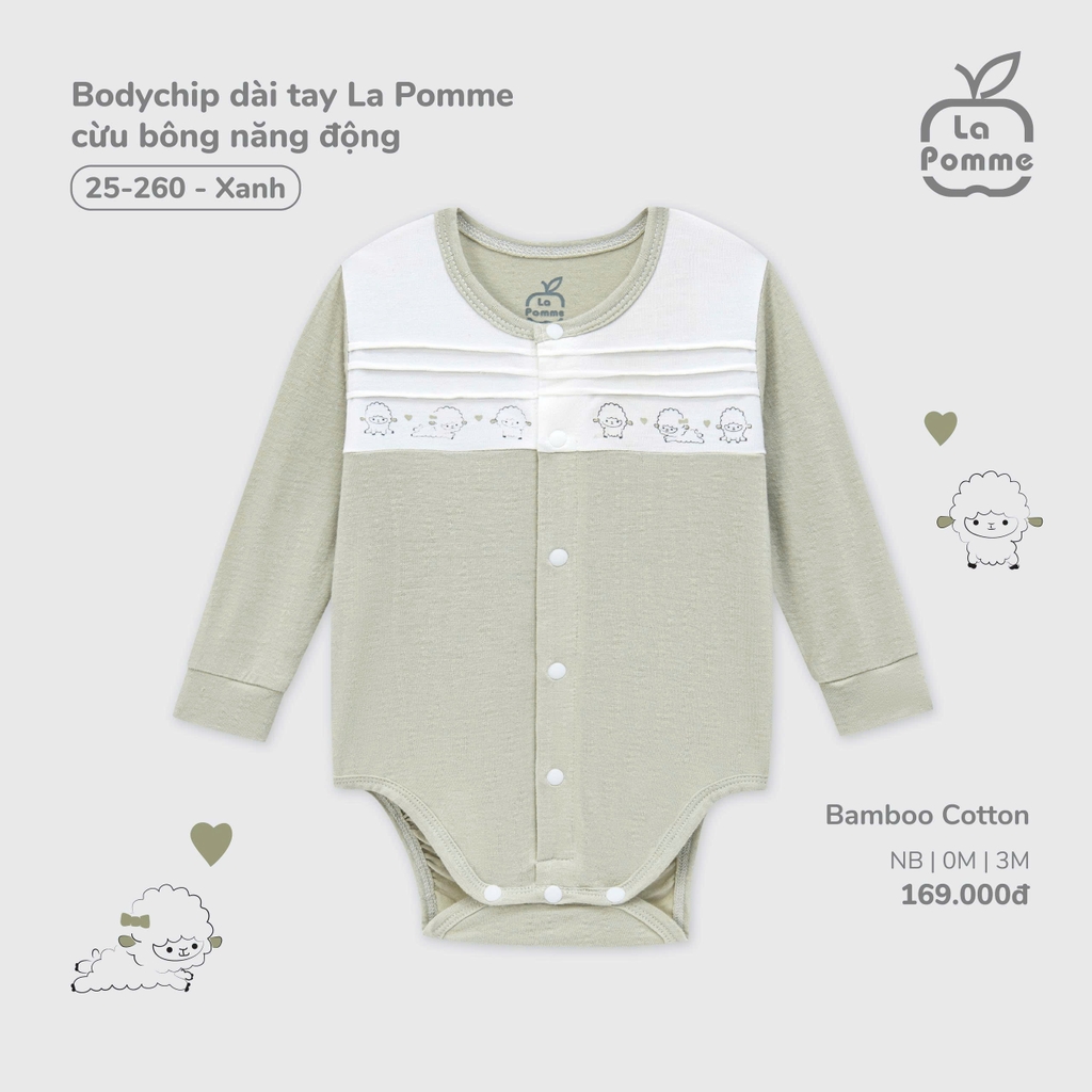 Bodychip Dài Tay La Pomme Cừu Bông Năng Động 25260