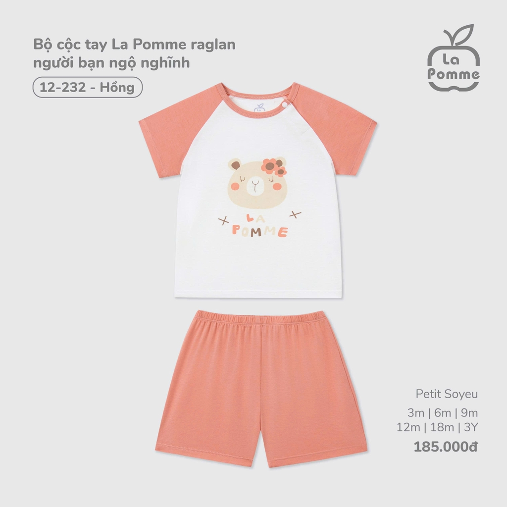 Bộ cộc tay La Pomme raglan người bạn ngộ nghĩnh