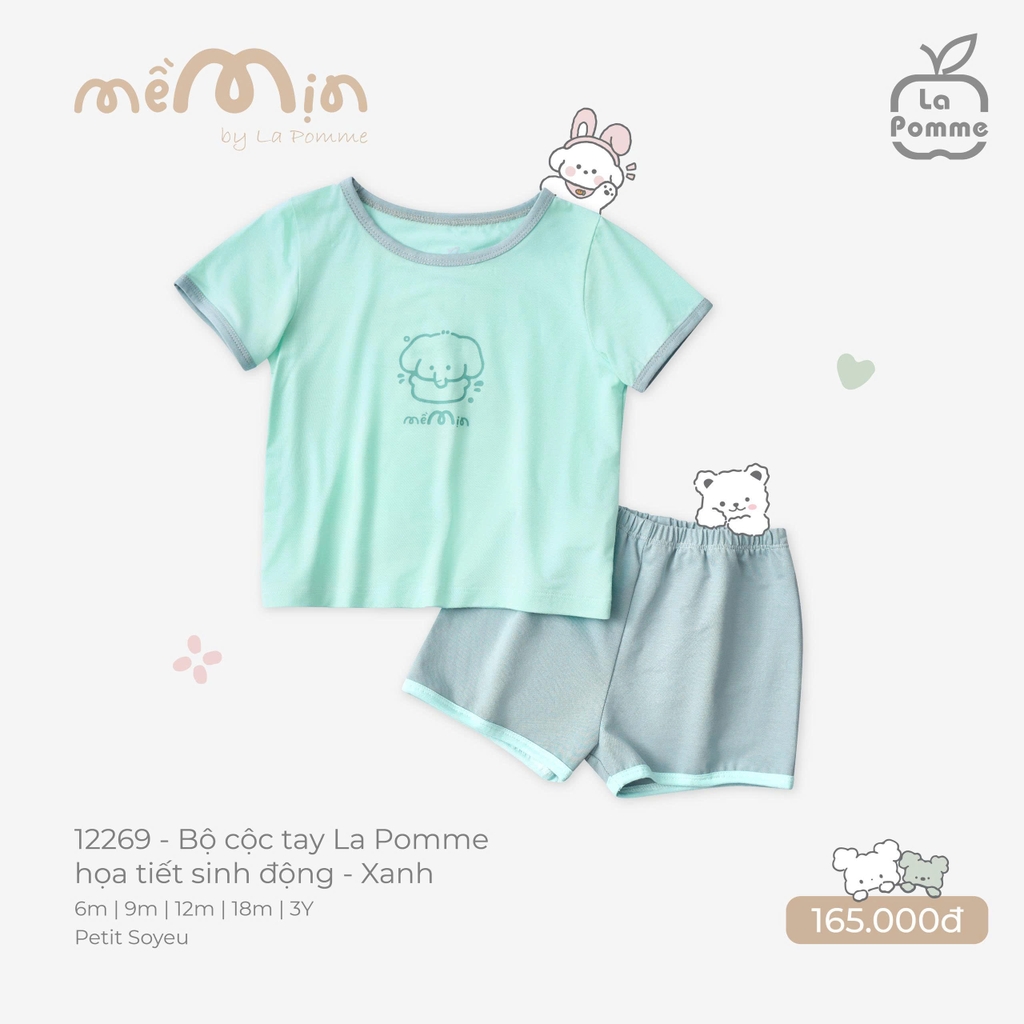 Bộ cộc tay La Pomme họa tiết sinh động 12269