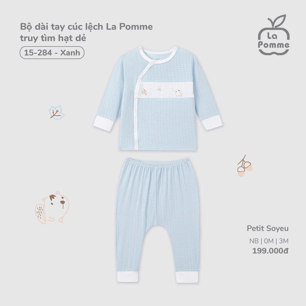 Bộ dài tay cúc lệch La Pomme truy tìm hạt dẻ