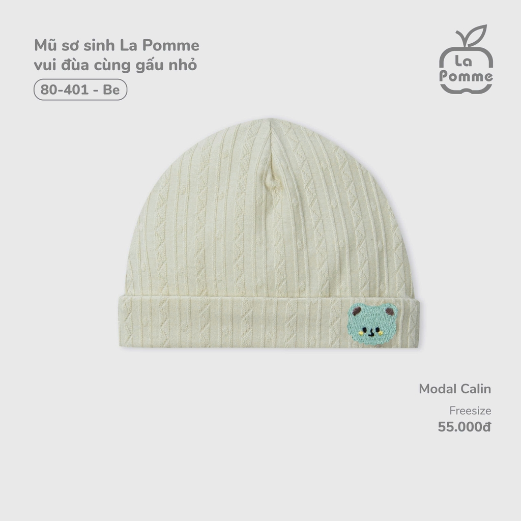 Mũ sơ sinh La Pomme vui đùa cùng gấu nhỏ