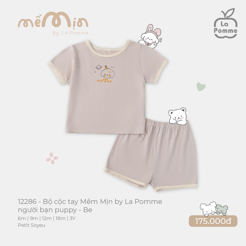 Bộ cộc tay Mềm Mịn by La Pomme người bạn puppy 12286
