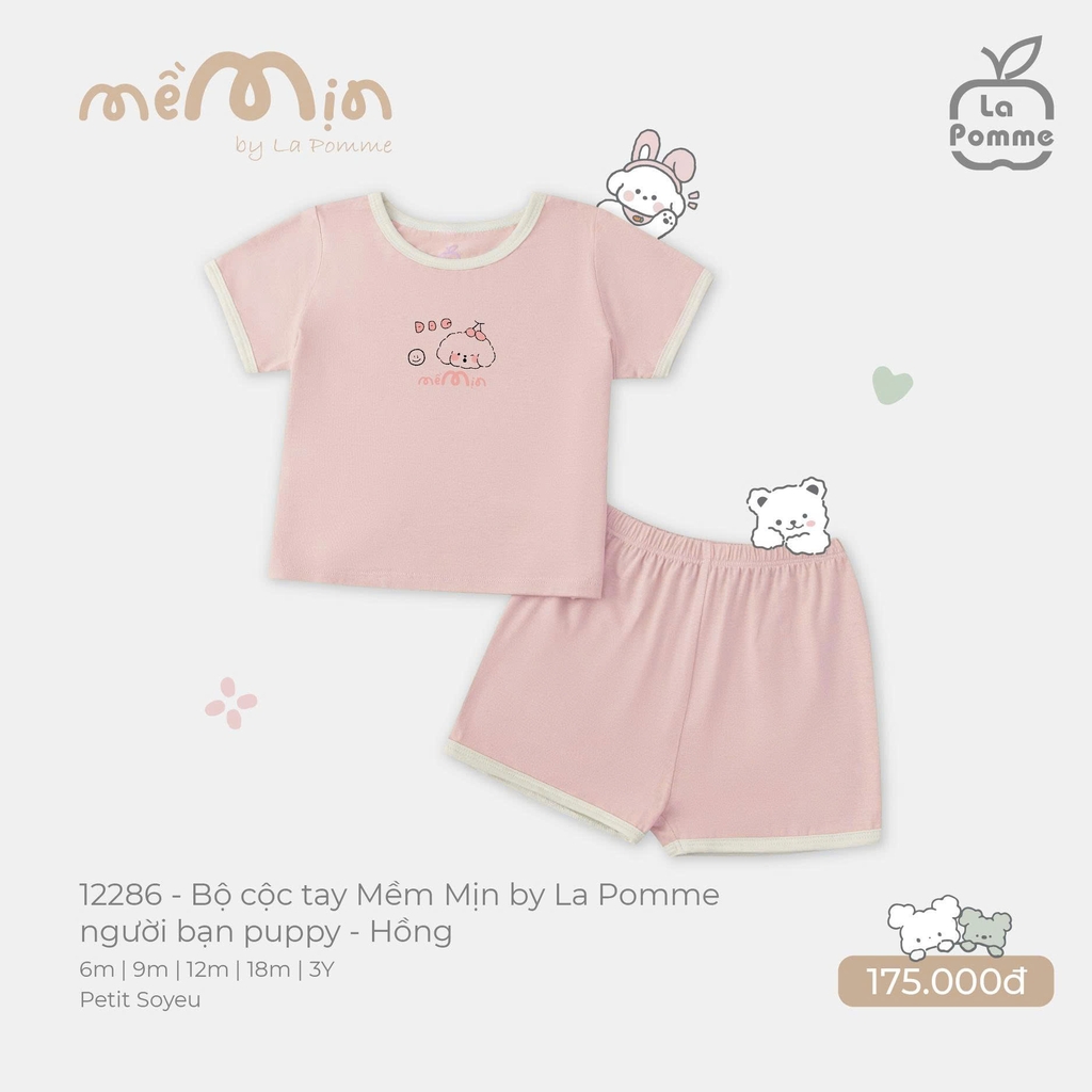 Bộ cộc tay Mềm Mịn by La Pomme người bạn puppy 12286