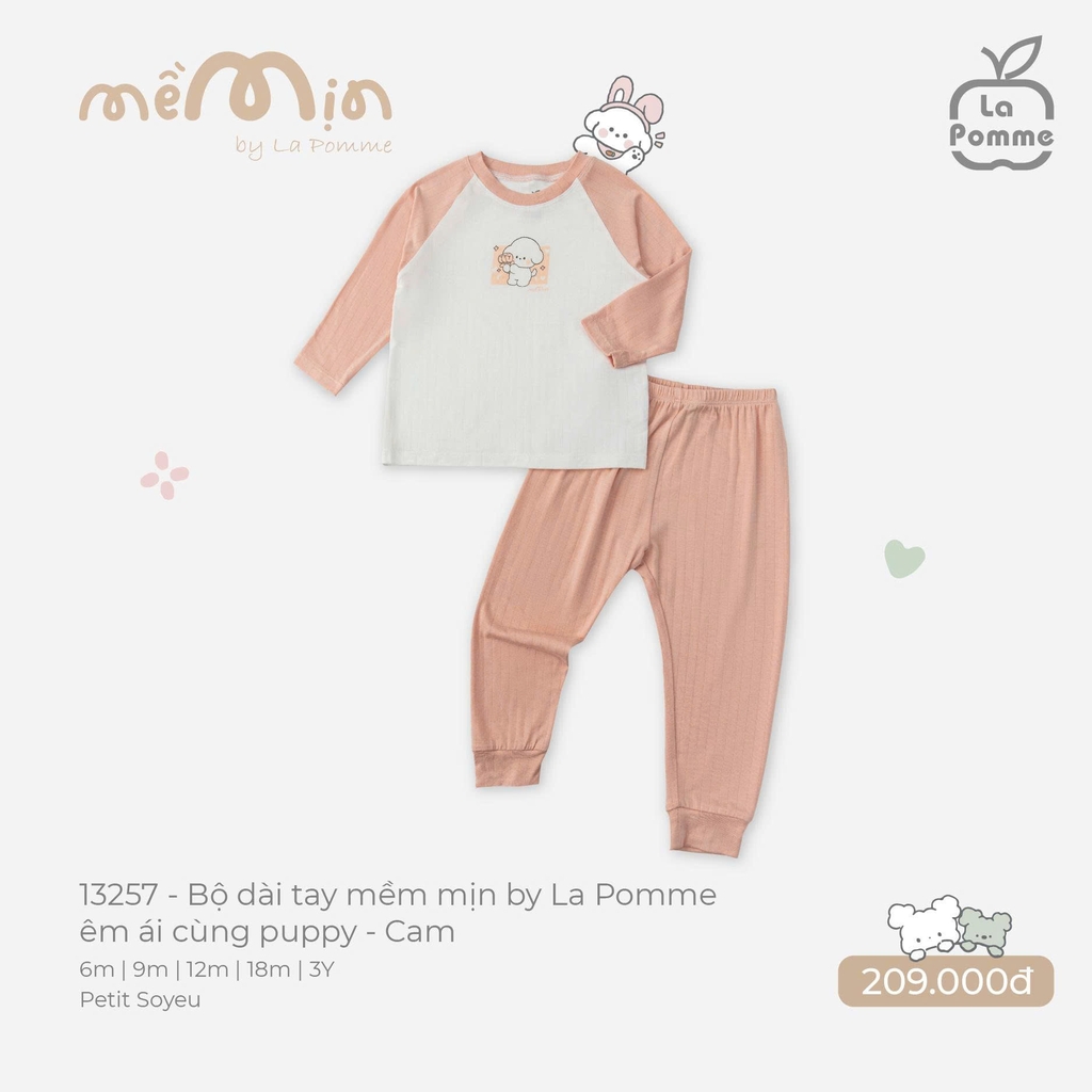Bộ dài tay mềm mịn by La Pomme êm ái cùng puppy