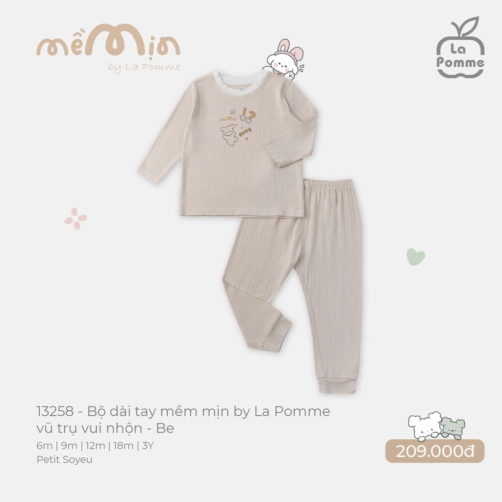 Bộ dài tay mềm mịn by La Pomme vũ trụ vui nhộn 13258