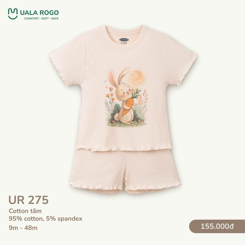 Bộ Cộc Tay Họa Tiết Chú Thỏ Cho Bé UR2750