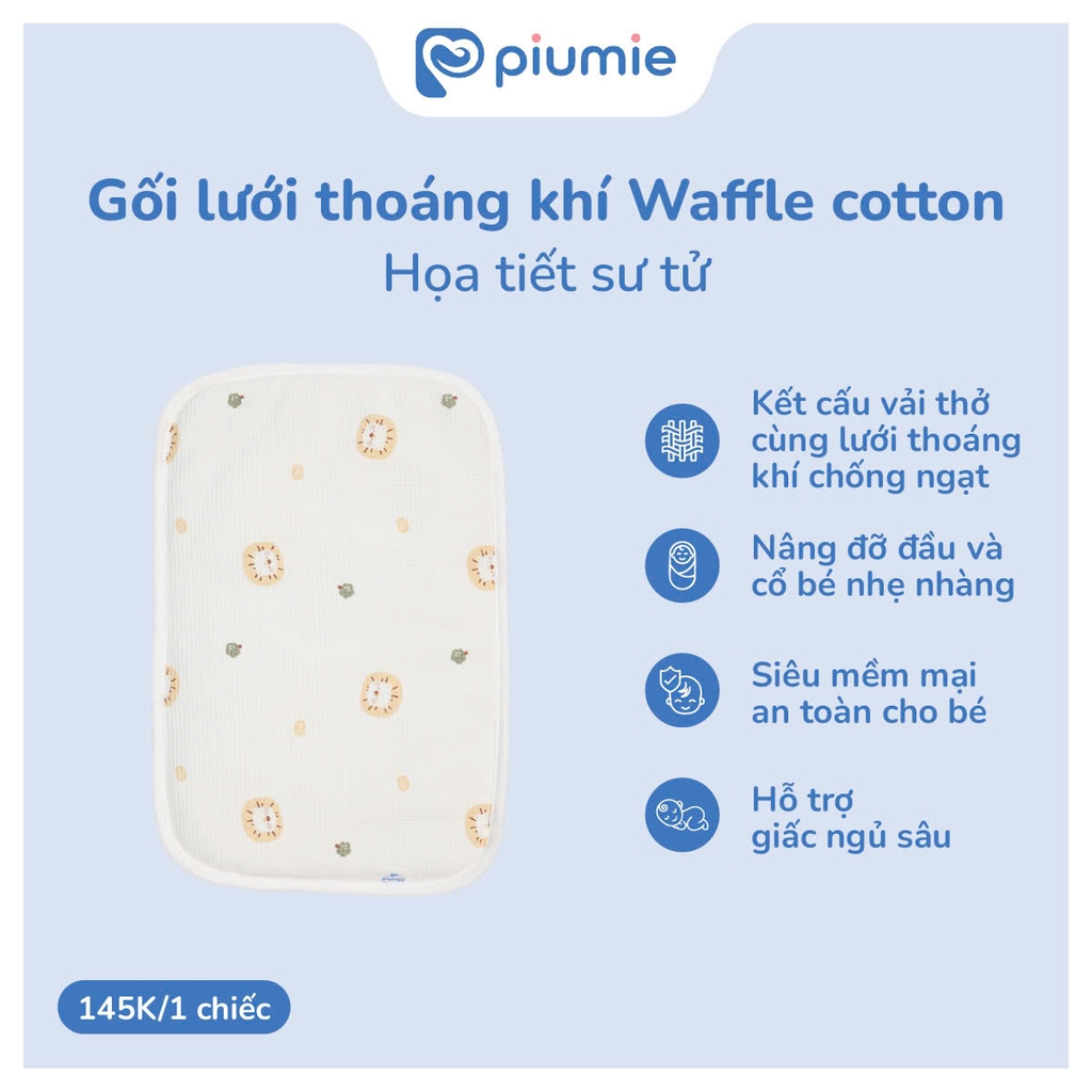 Gối lưới thoáng khí waffle cotton