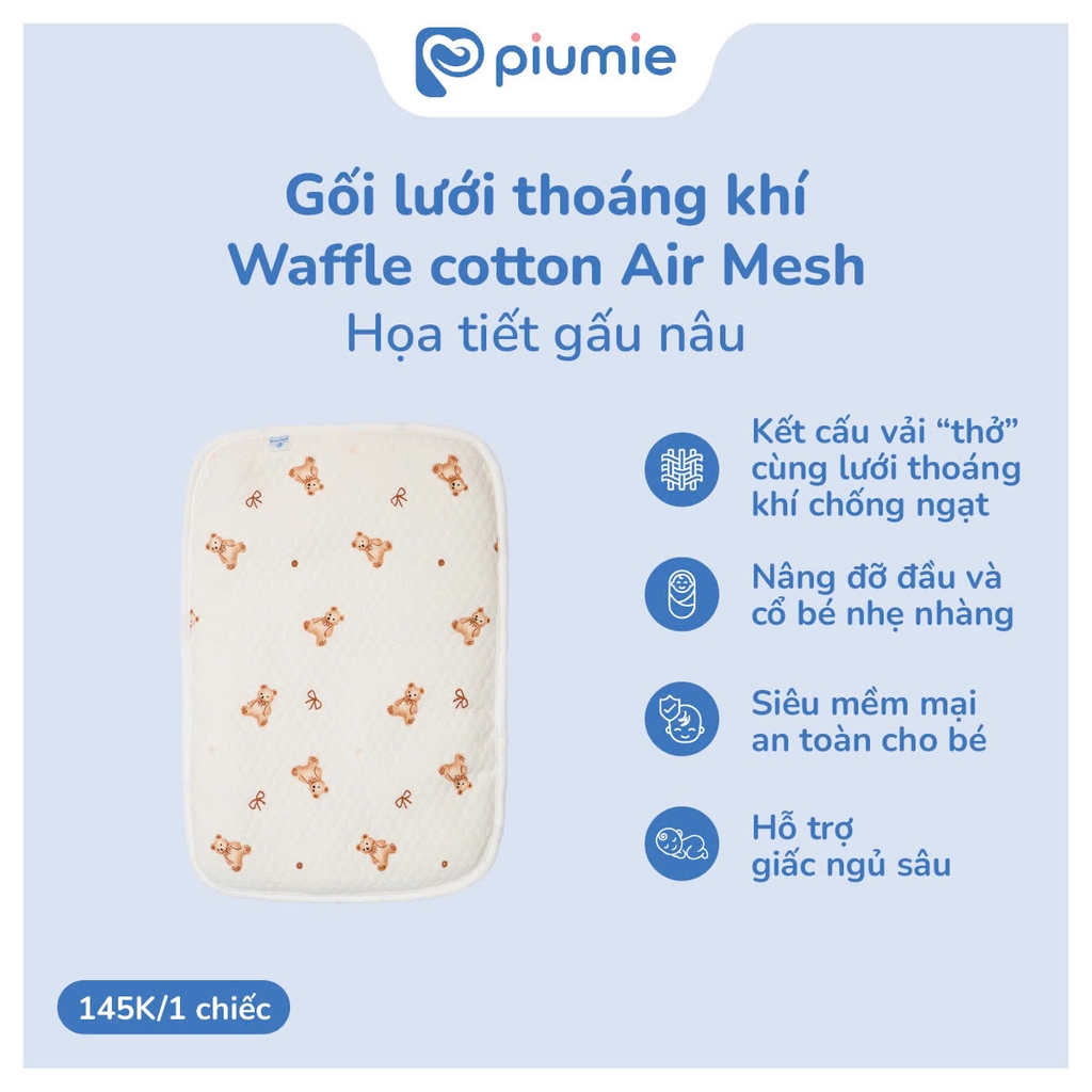 Gối lưới thoáng khí waffle cotton Airmesh