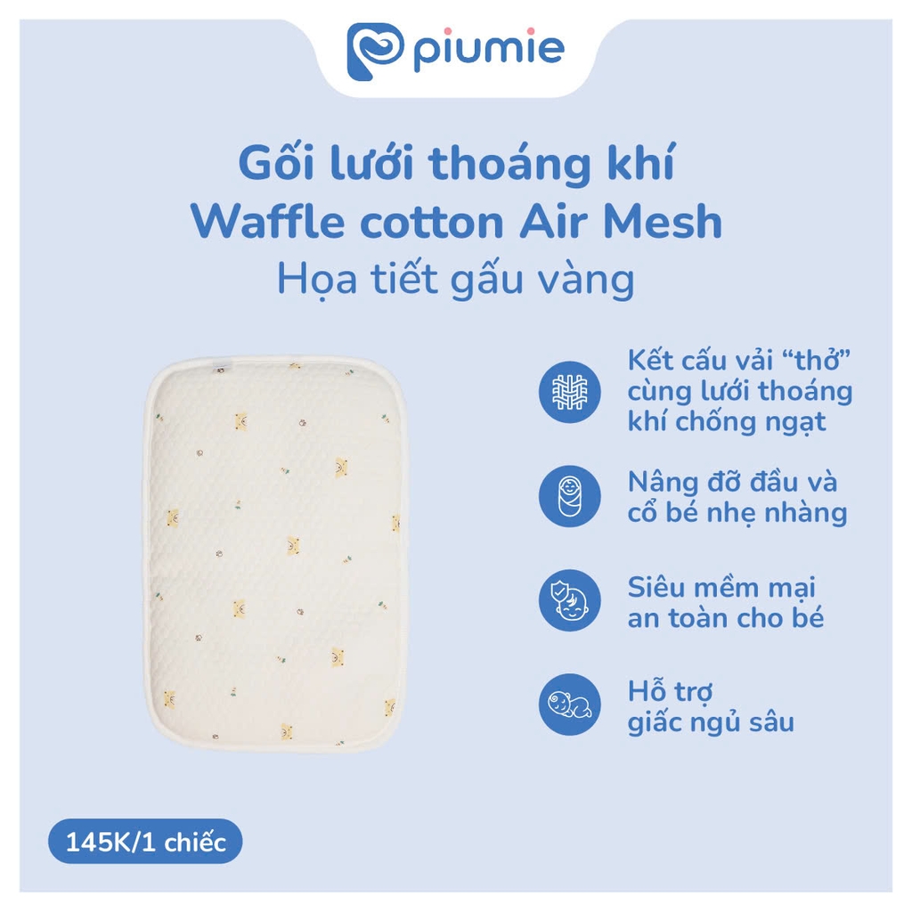 Gối lưới thoáng khí waffle cotton Airmesh