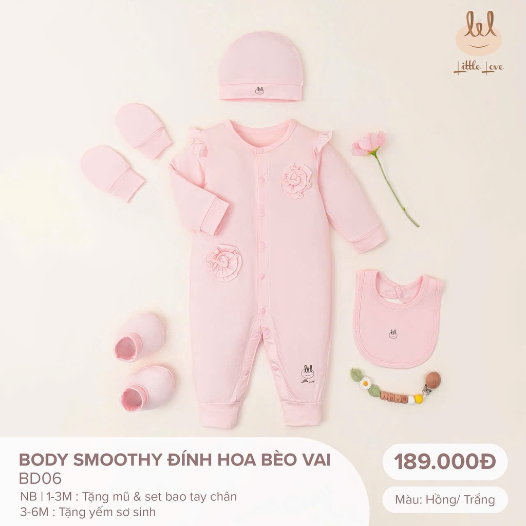 Body smoothy đính hoa bèo vai BD060