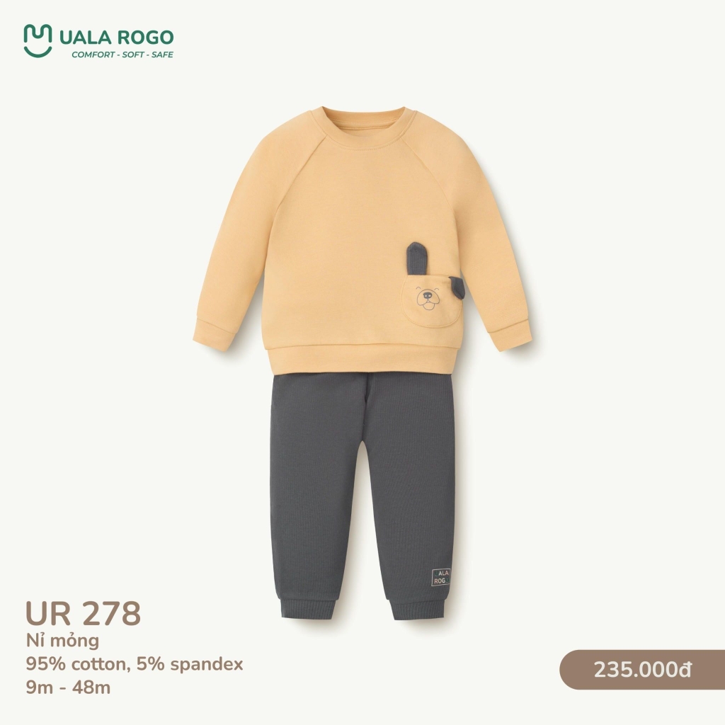 Bộ Dài Tay Nỉ Mỏng Cho Bé UR 278