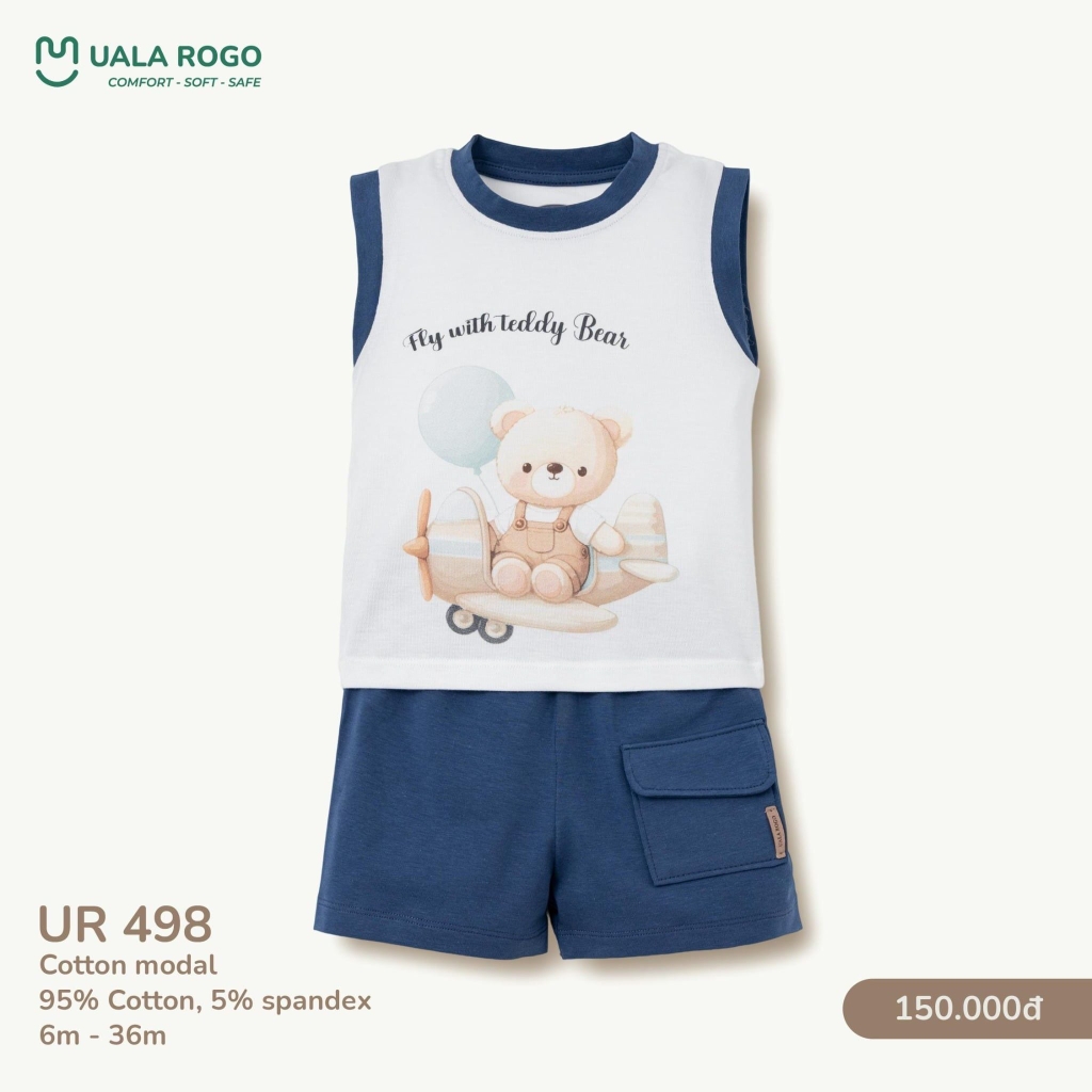 Bộ Sát Nách Họa Tiết Gấu Nhỏ Cho Bé UR 498