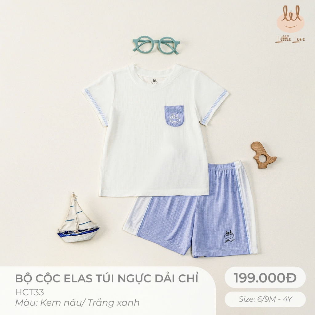 Bộ cộc elas túi ngực dải chỉ HCT33