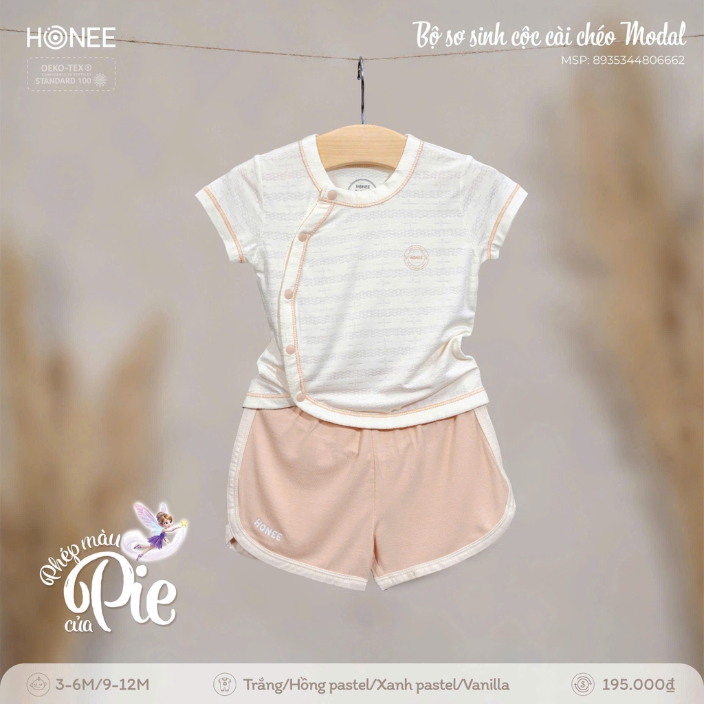 Bộ sơ sinh cộc cài chéo Modal 6662