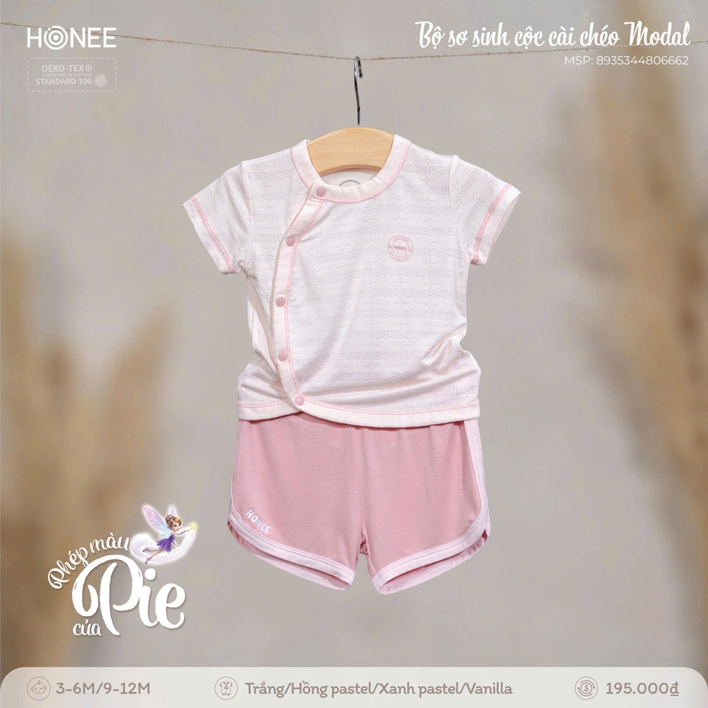 Bộ sơ sinh cộc cài chéo Modal 6662