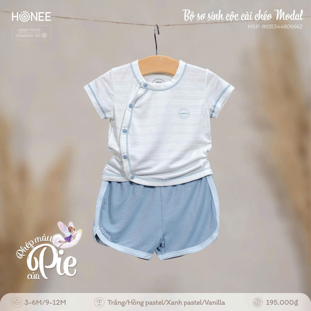 Bộ sơ sinh cộc cài chéo Modal 6662