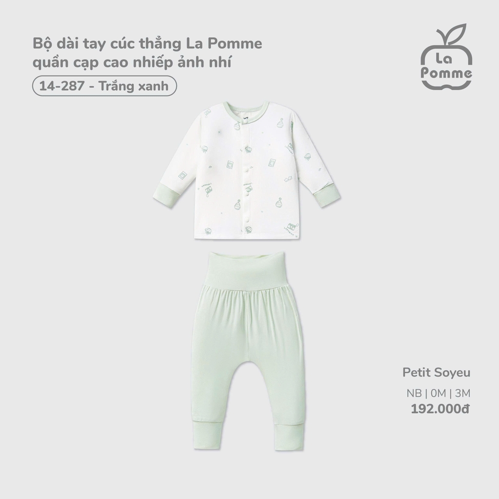 Bộ dài tay cúc thẳng La Pomme quần cạp cao nhiếp ảnh nhí