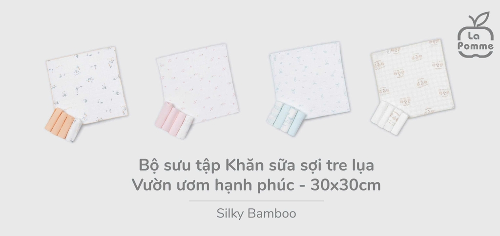 K001 Set 5 Khăn sữa sợi tre lụa La Pomme phối màu - (30x30cm)
