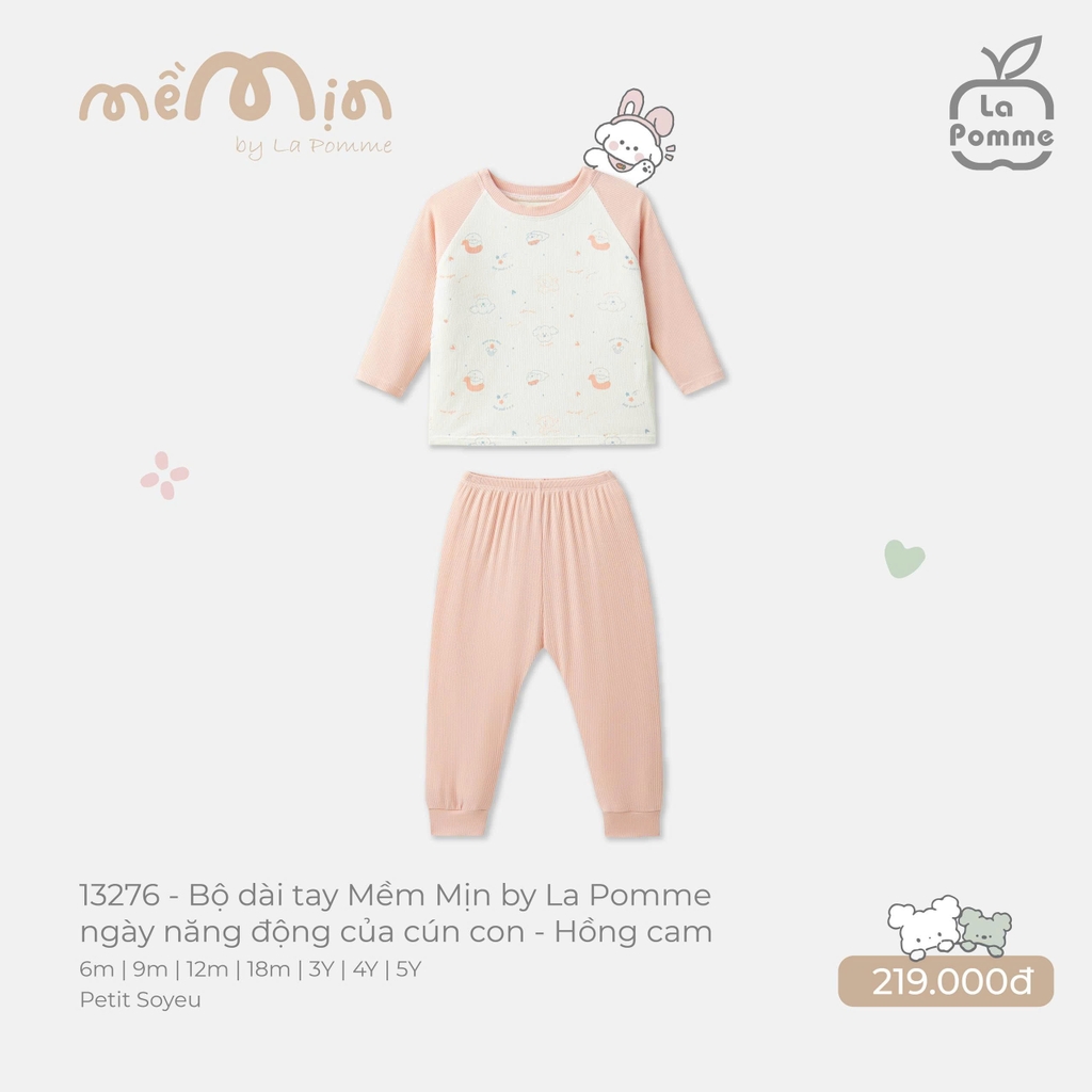 Bộ dài tay Mềm Mịn by La Pomme ngày năng động của cún con