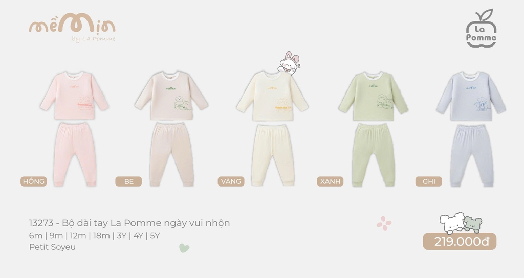 Bộ dài tay La Pomme ngày vui nhộn