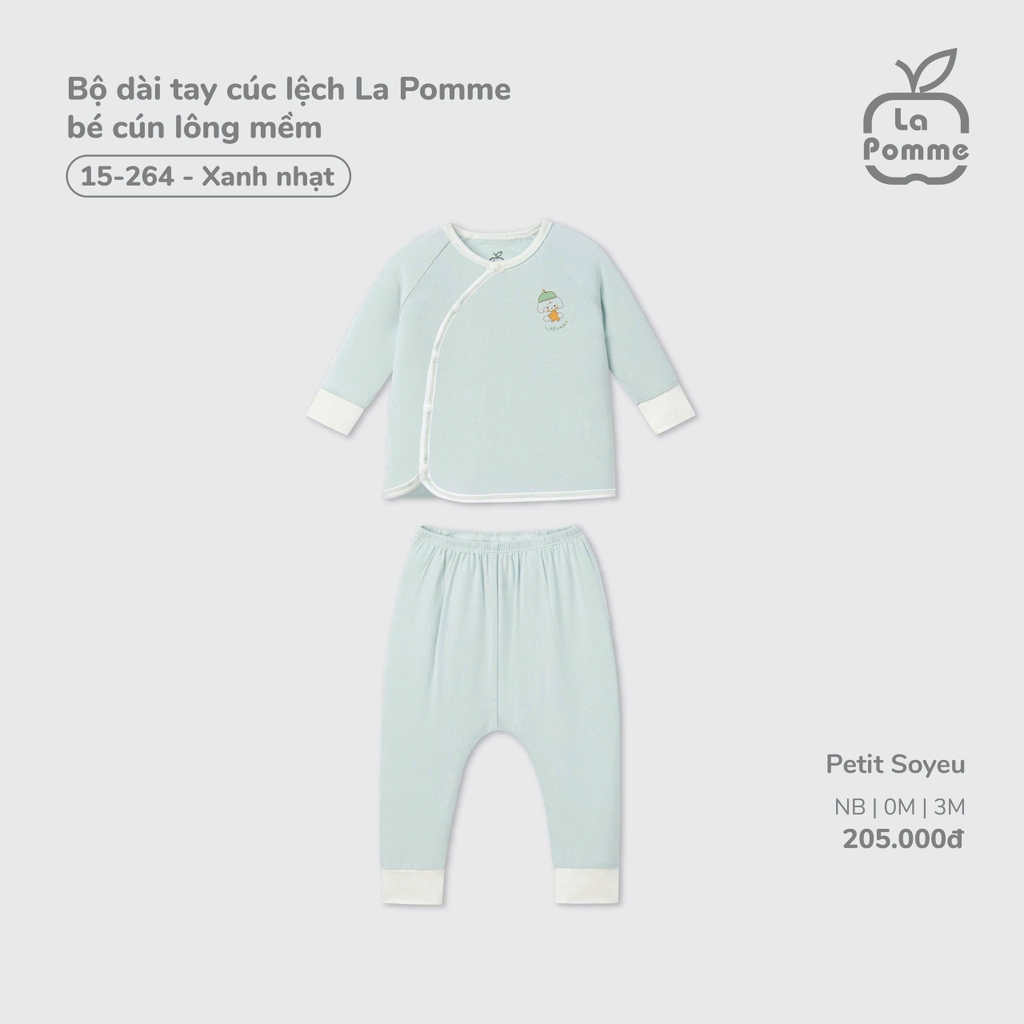 Bộ dài tay cúc lệch La Pomme bé cún lông mềm