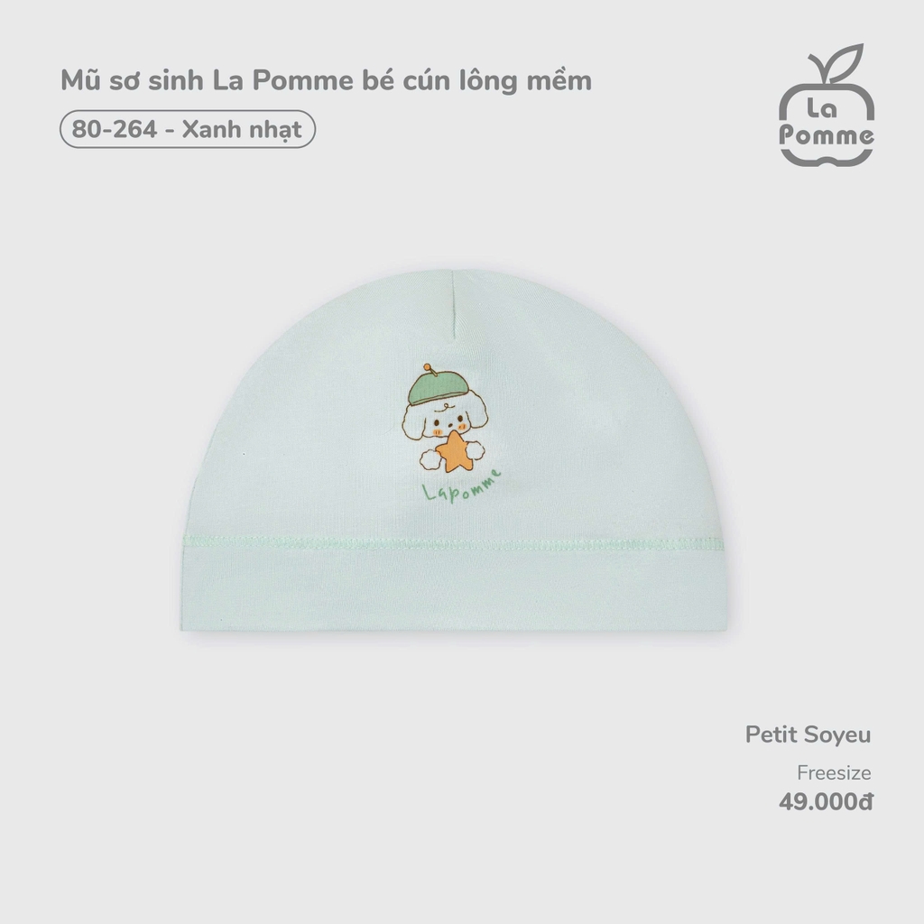Mũ sơ sinh La Pomme bé cún lông mềm