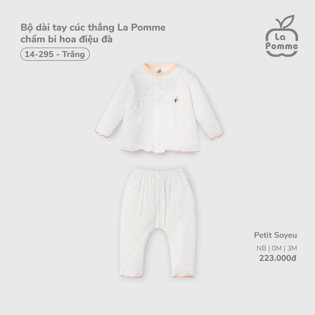 Bộ dài tay cúc thẳng La Pomme chấm bi hoa điệu đà