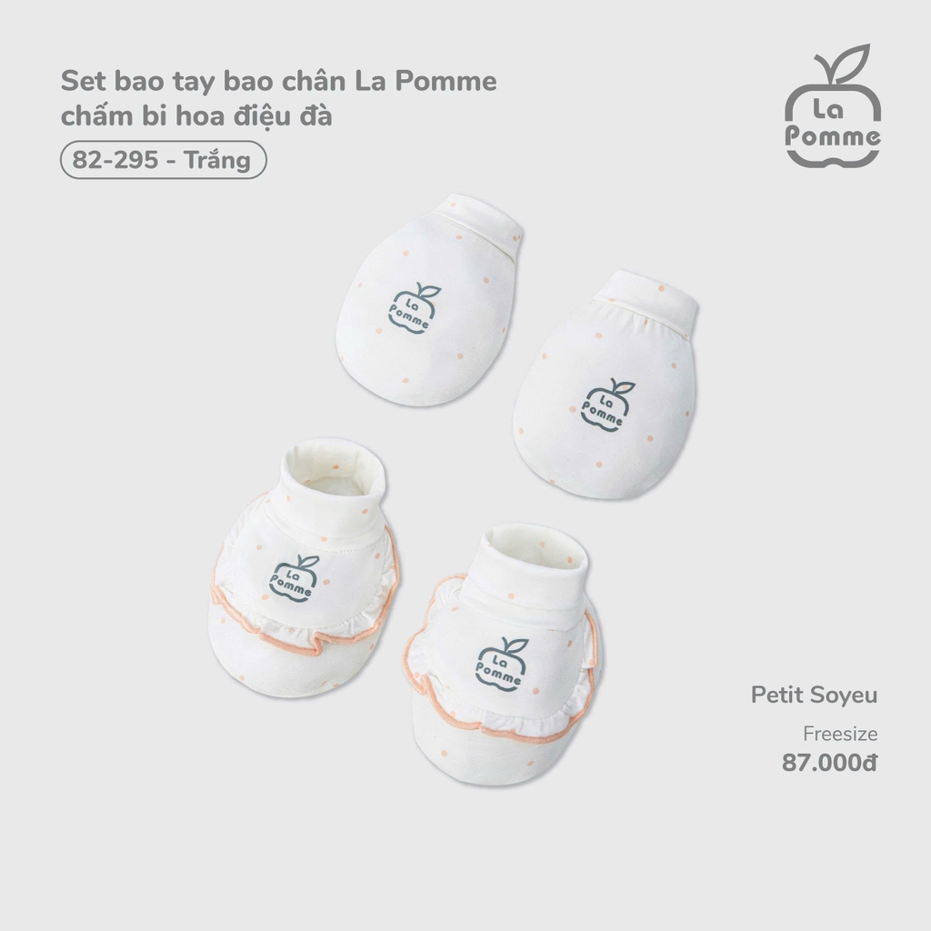 Set bao tay bao chân La Pomme chấm bi hoa điệu đà