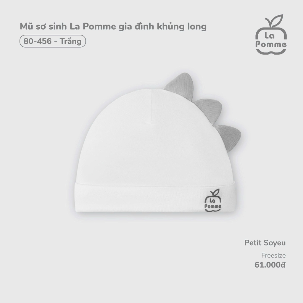 Mũ sơ sinh La Pomme gia đình khủng long