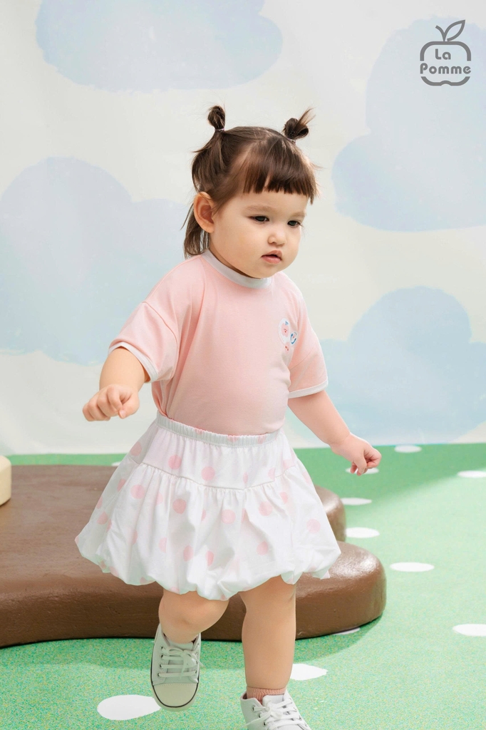 Bộ váy áo cộc tay La Pomme chấm bi ngọt ngào