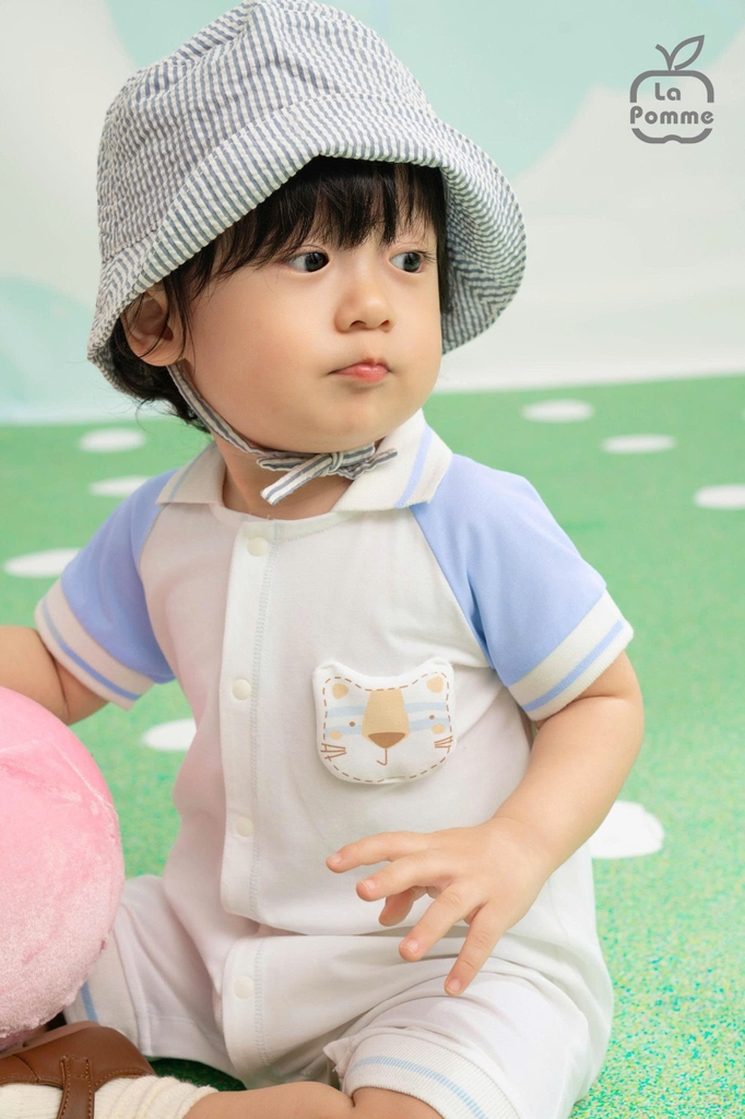 Body cộc tay La Pomme raglan hổ con thanh lịch