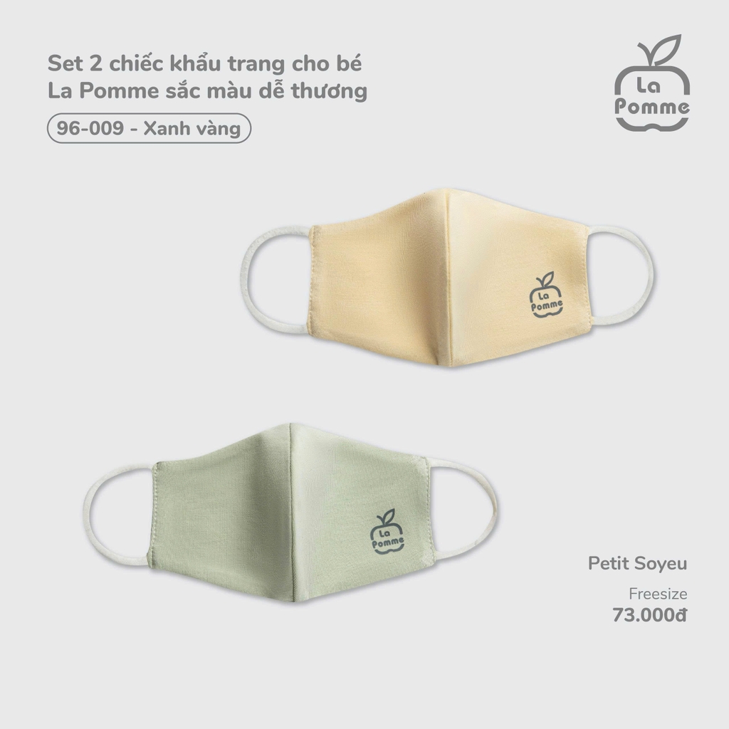 Set 2 chiếc khẩu trang cho bé La Pomme sắc màu dễ thương