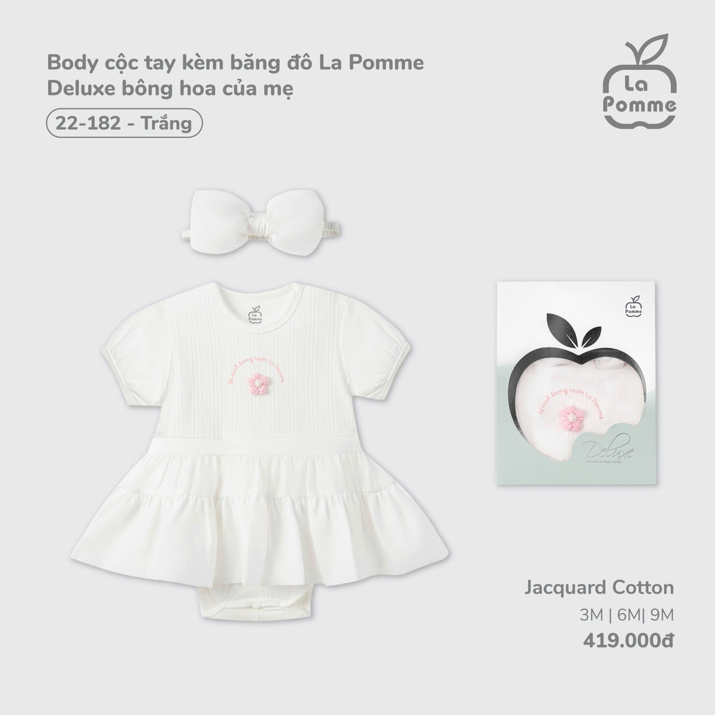 Body cộc tay kèm băng đô La Pomme Deluxe bông hoa của mẹ