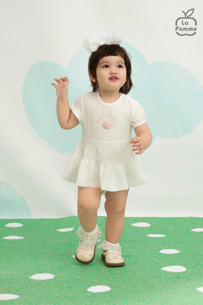 Body cộc tay kèm băng đô La Pomme Deluxe bông hoa của mẹ