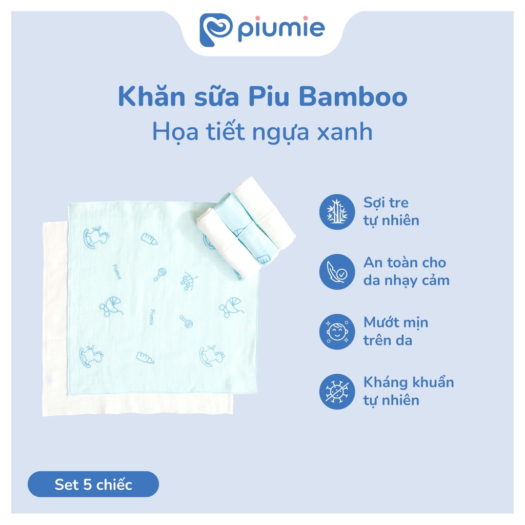 Khăn sữa sợi tre PiuBamboo 30x30