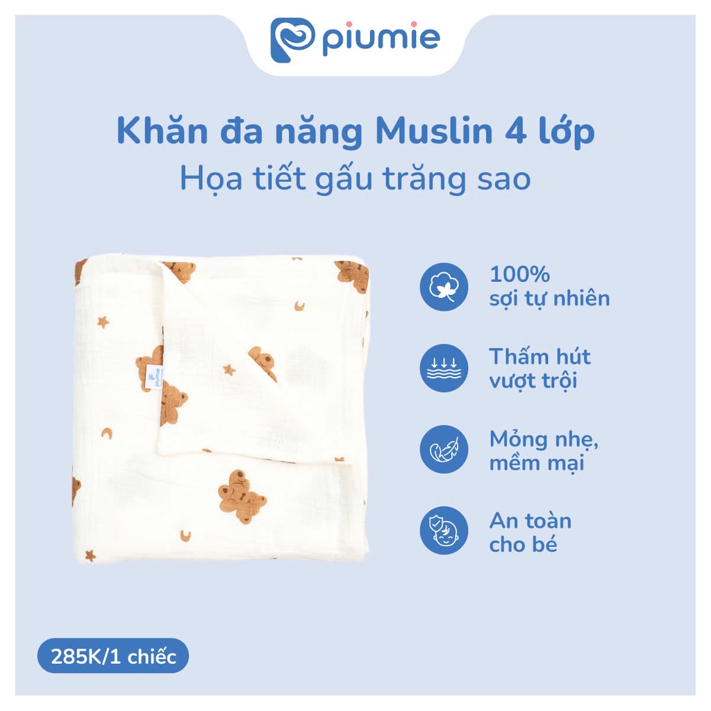 Chăn mây muslin 4 lớp họa tiết