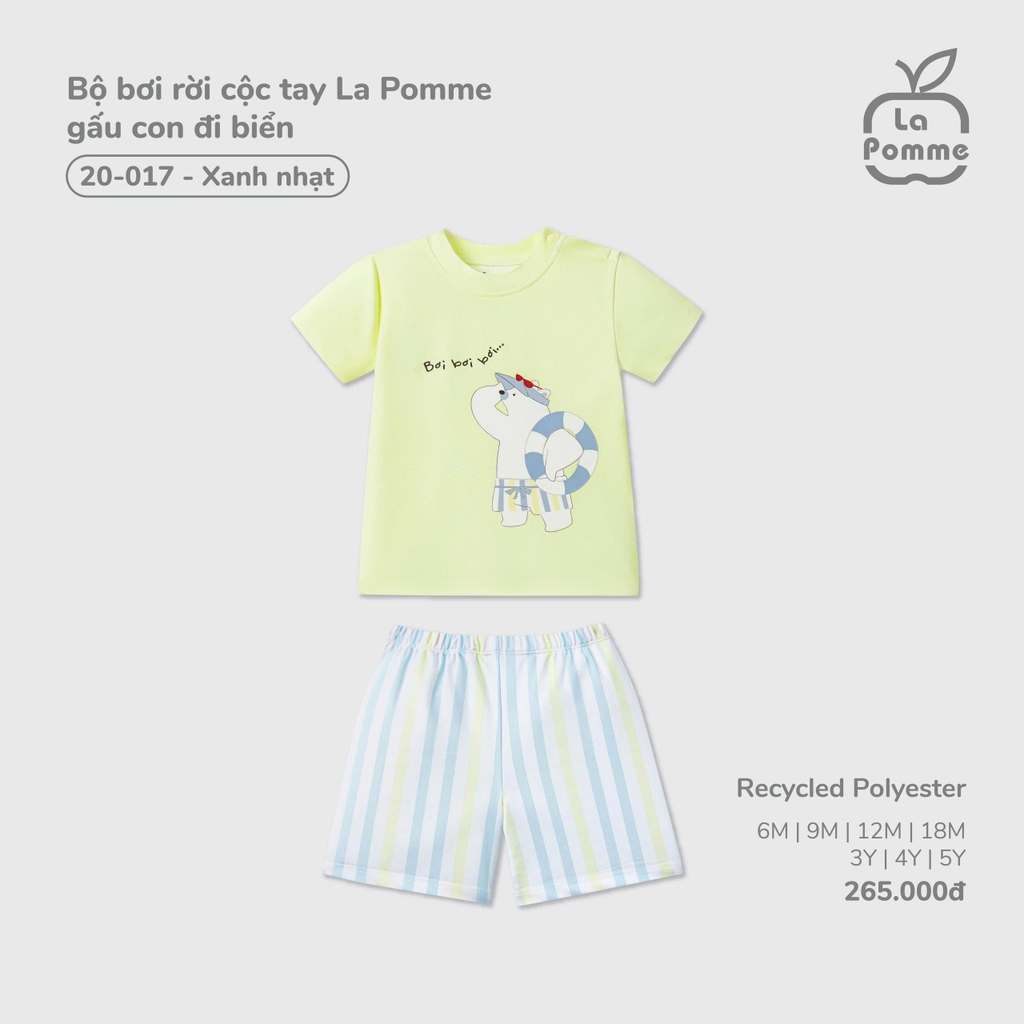 Bộ bơi rời cộc tay La Pomme gấu con đi biển