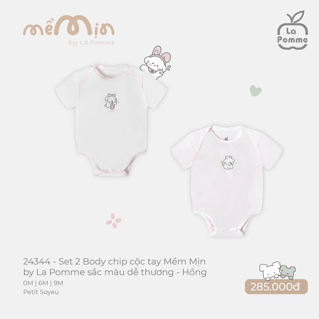 Set 2 Body chip cộc tay Mềm Mịn by La Pomme sắc màu dễ thương