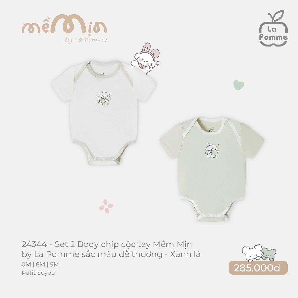Set 2 Body chip cộc tay Mềm Mịn by La Pomme sắc màu dễ thương