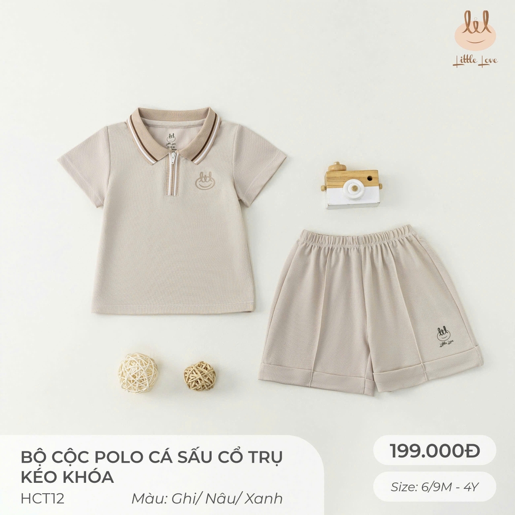 Bộ cộc polo cá sấu cổ trụ kéo khóa HCT12