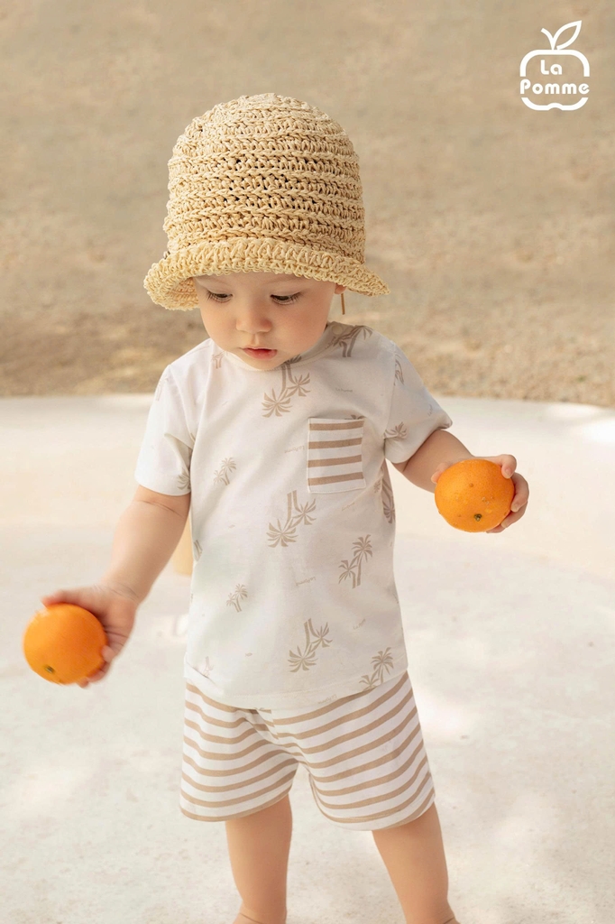 Bộ cộc tay La Pomme phối họa tiết bãi biển chilling