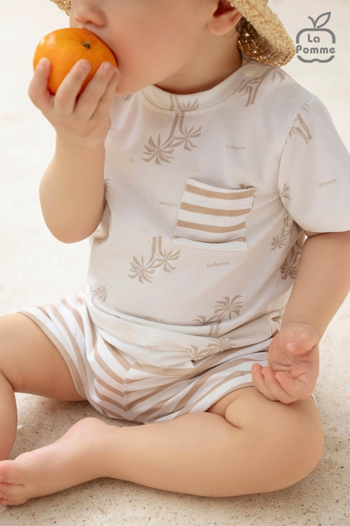 Bộ cộc tay La Pomme phối họa tiết bãi biển chilling