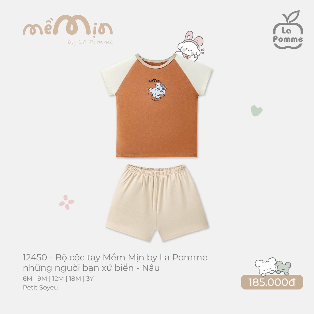 Bộ cộc tay Mềm Mịn by La Pomme những người bạn xứ biển